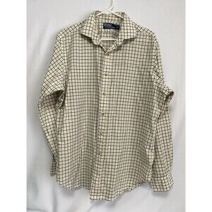 Polo Ralph Lauren Men’s Long Sleeve Yellow Blue White Plaid Button Up‎ Shirt L